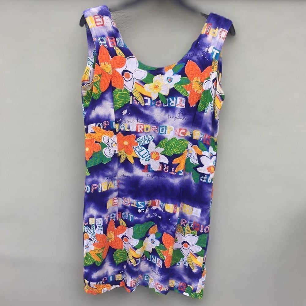 Vintage Jams World Tropical Hawaiian Sleeveless Rayon Dress Size 9